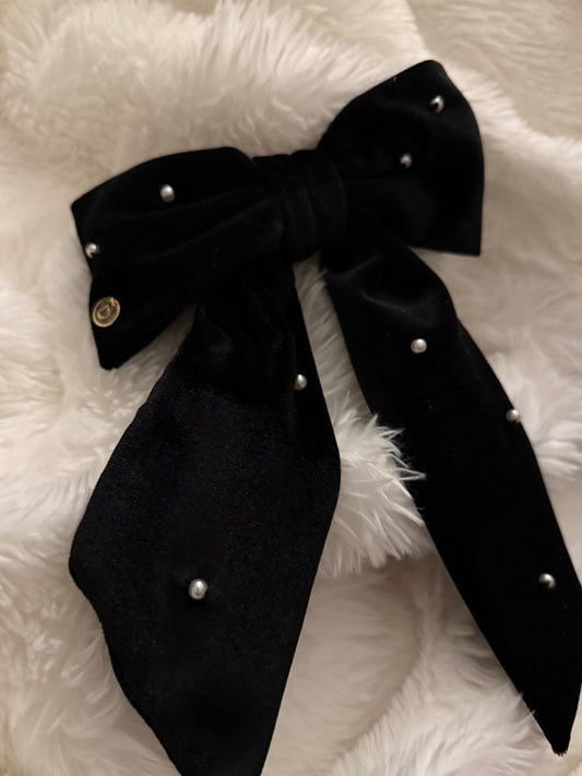 Velvet Pearl Ribbon Barrette