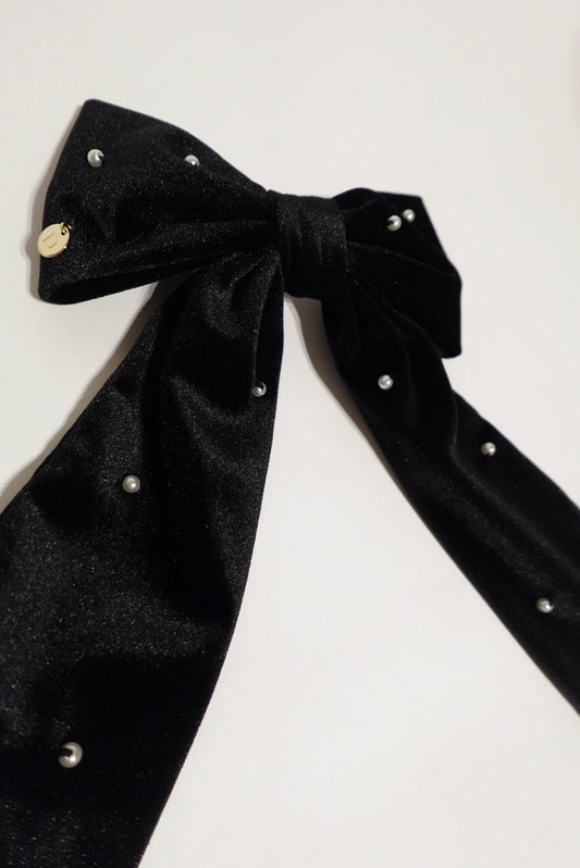 Velvet Pearl Ribbon Barrette