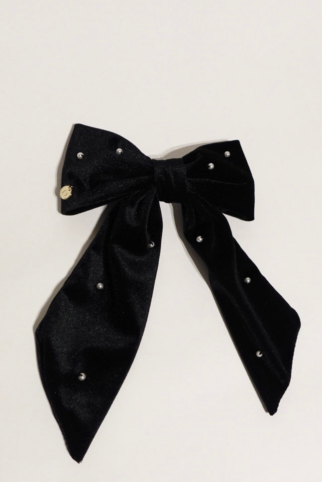 Velvet Pearl Ribbon Barrette