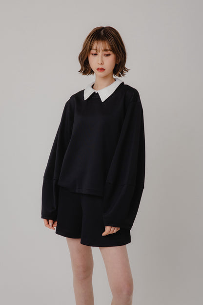 Contrast Collar Sweat Top
