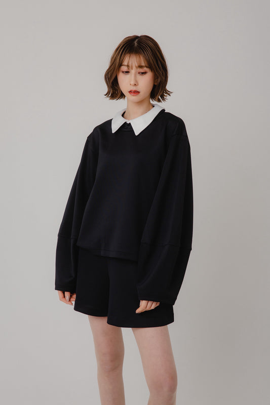 Contrast Collar Sweat Top