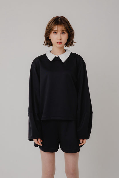 Contrast Collar Sweat Top