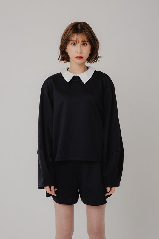 Contrast Collar Sweat Top