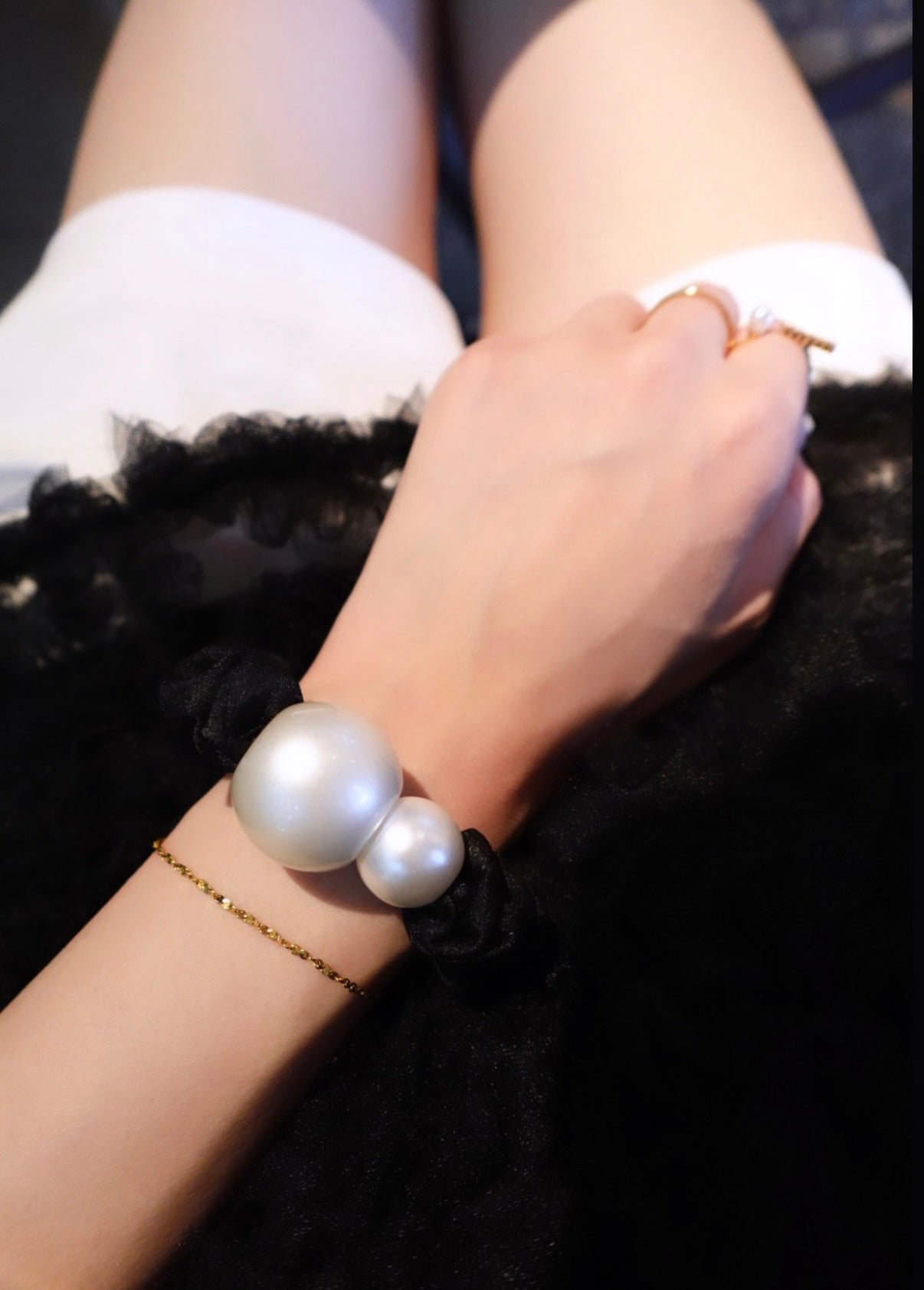 Dual Pearl Chouchou (Black)