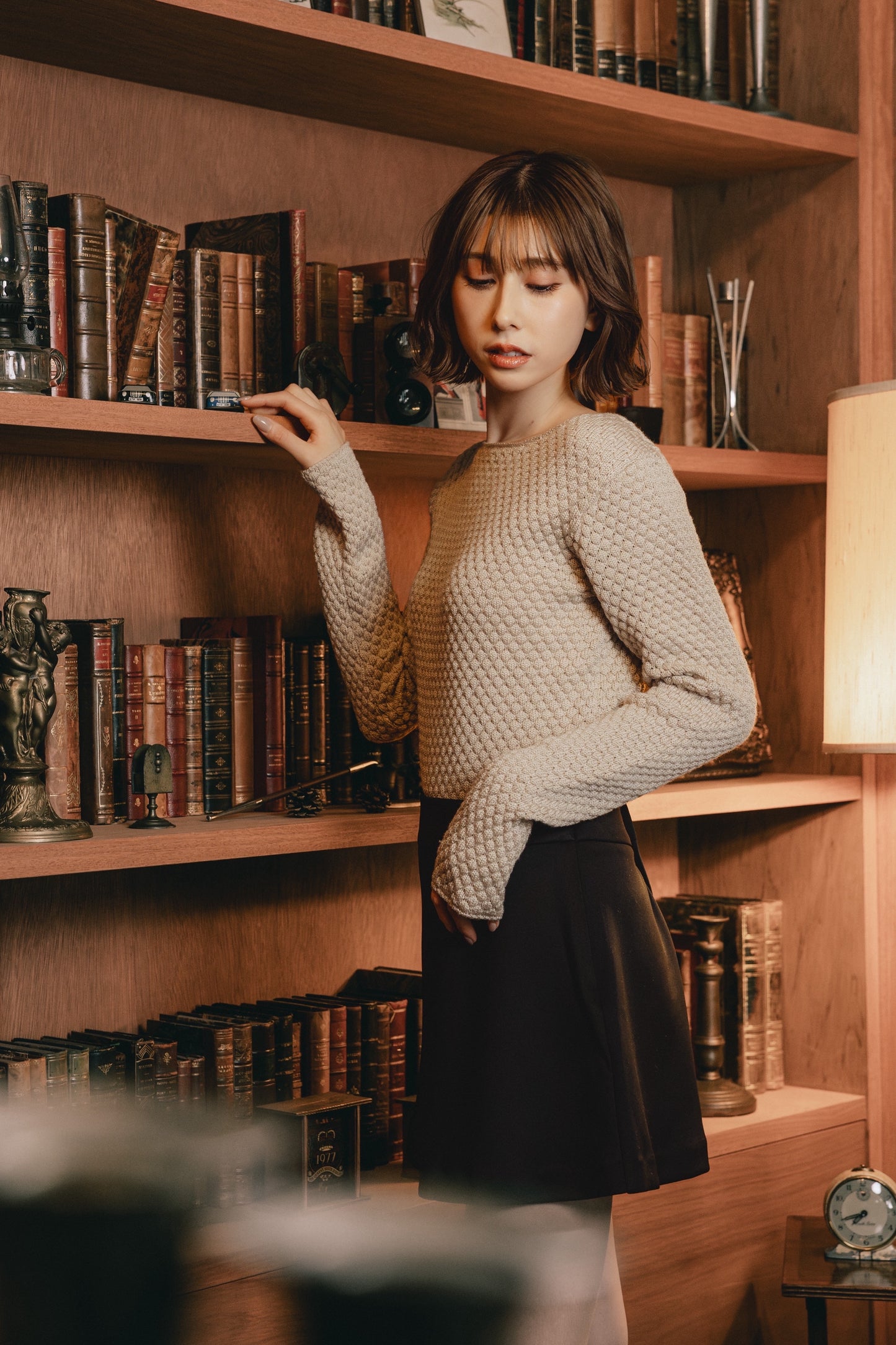 Textured Boat-Neck Knit Top