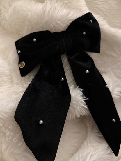 Velvet Pearl Ribbon Barrette