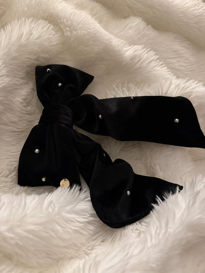 Velvet Pearl Ribbon Barrette