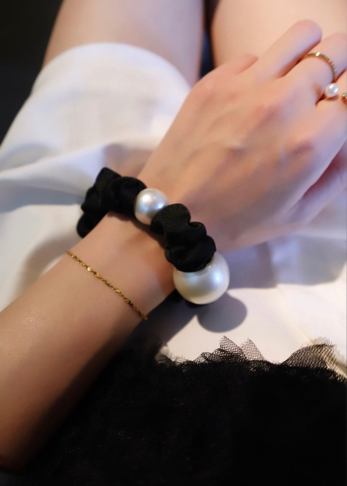 Dual Pearl Chouchou (Black)