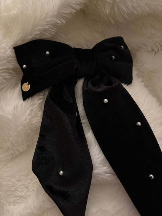 Velvet Pearl Ribbon Barrette