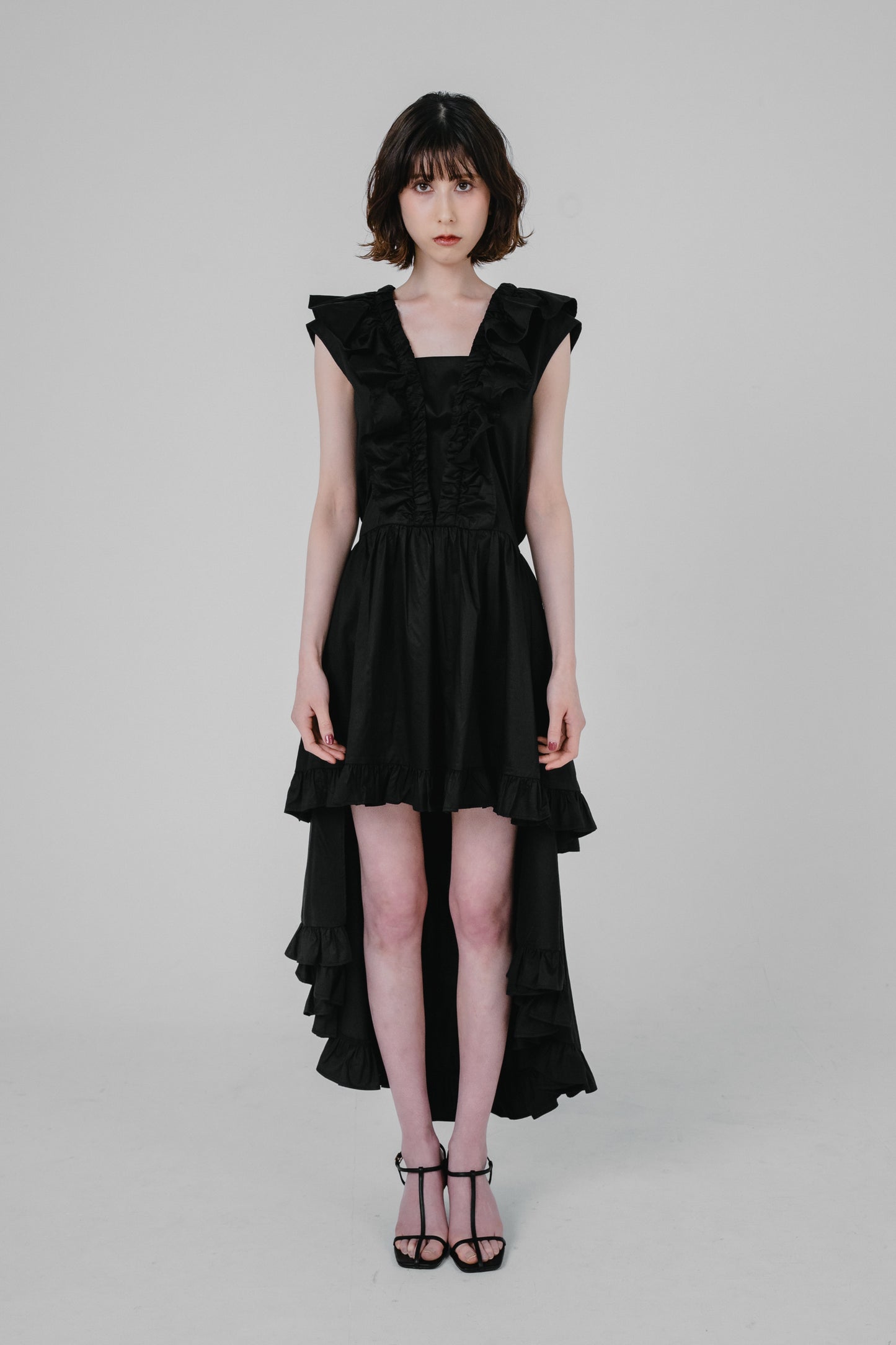 asymmetrical frill dress