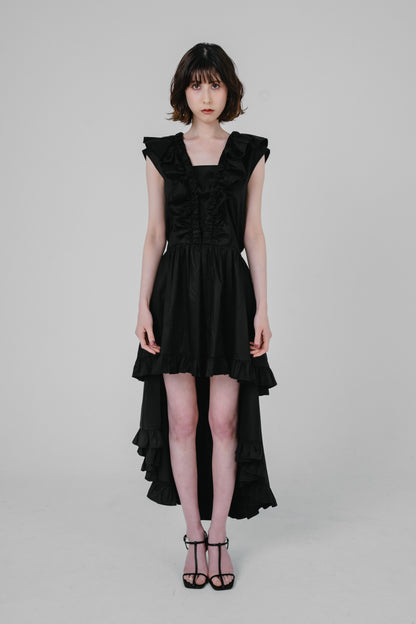 asymmetrical frill dress