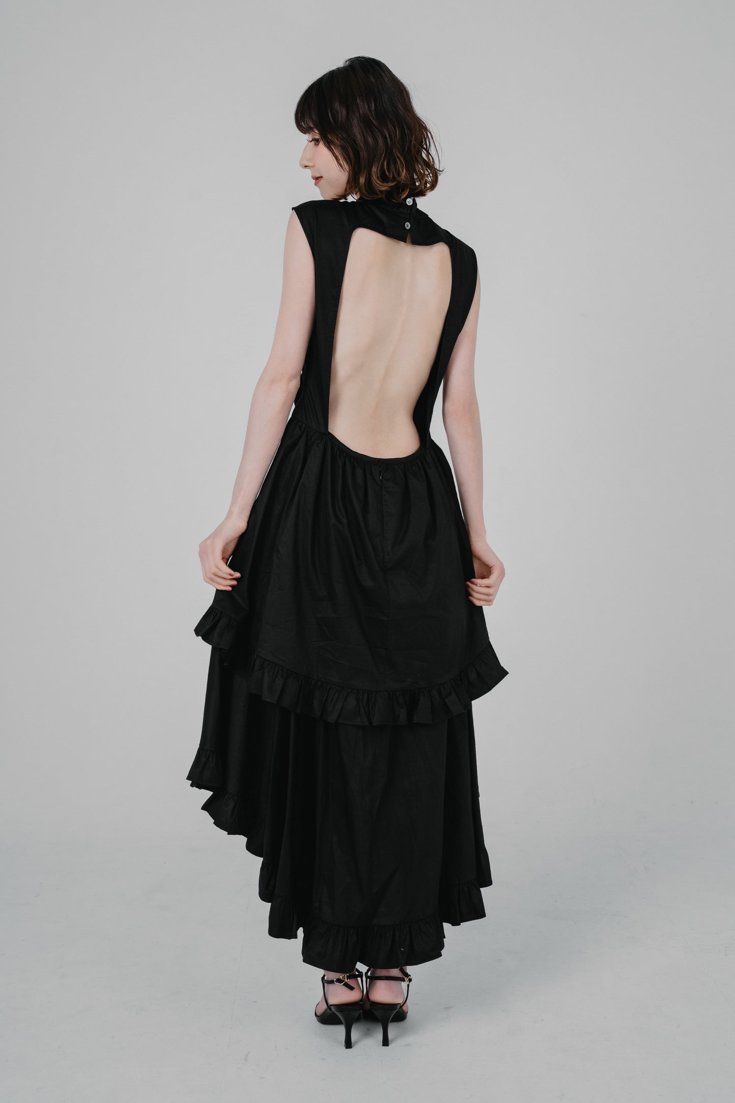 asymmetrical frill dress