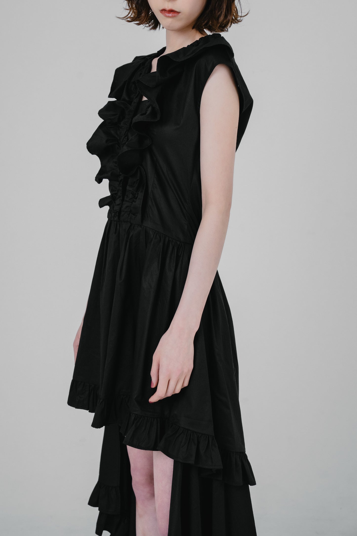 asymmetrical frill dress