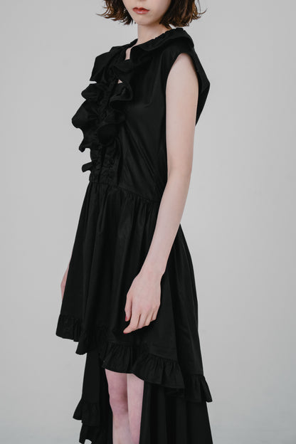 asymmetrical frill dress