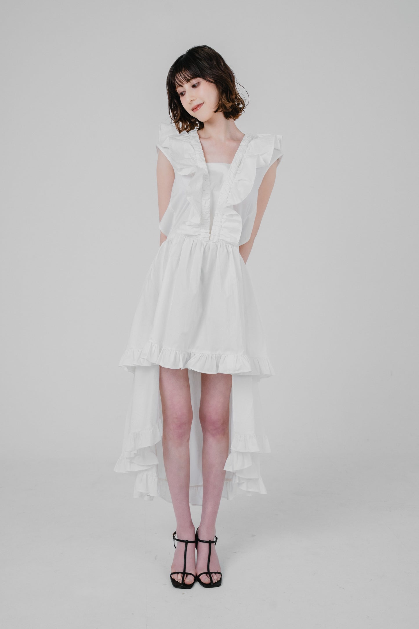 asymmetrical frill dress