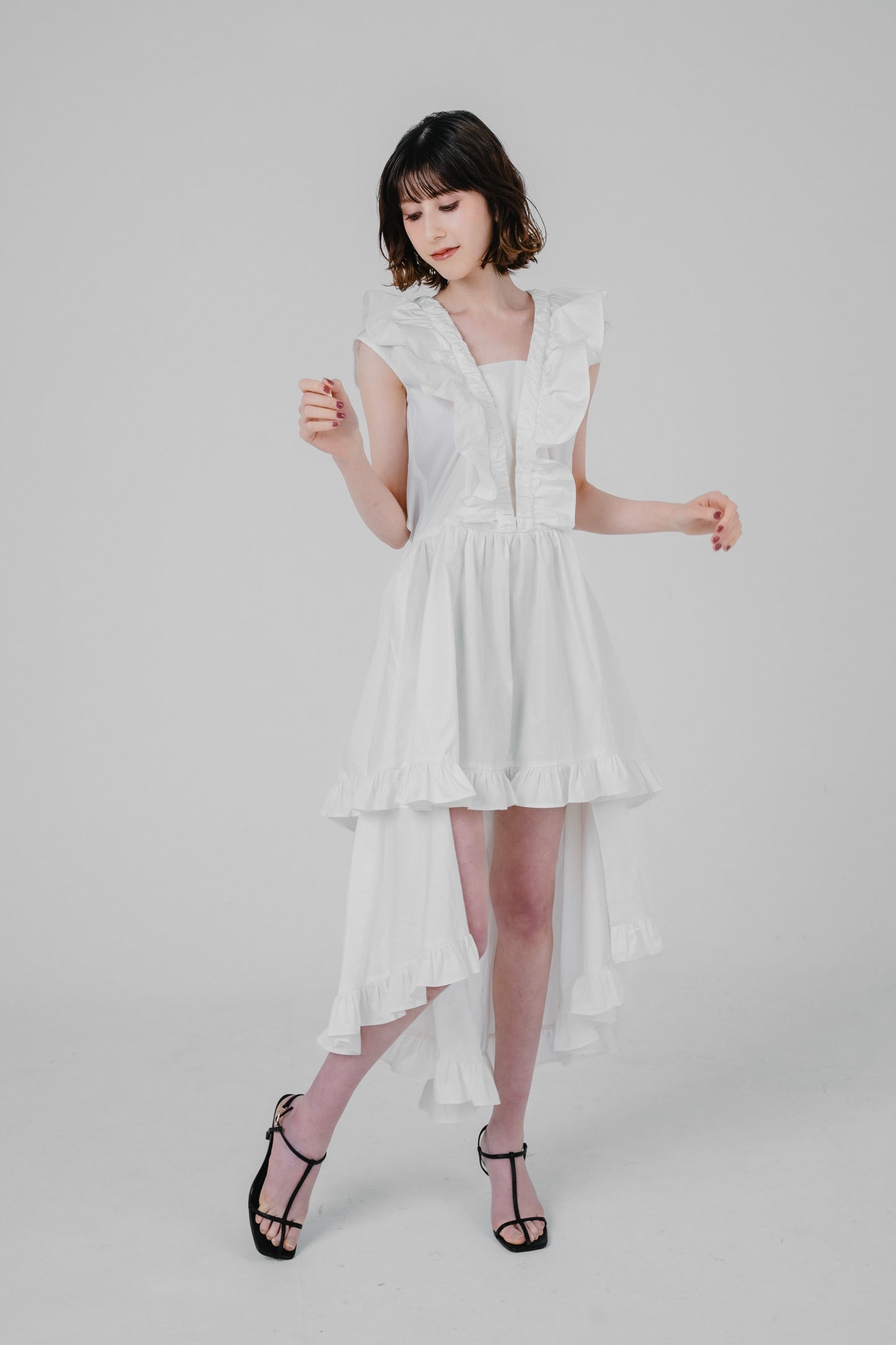 asymmetrical frill dress